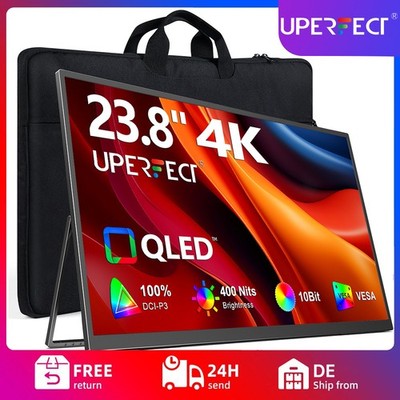 UPERFECT Tragbarer Monitor 4K 23.8'' QLED | 400 Nits 24'' Großbildschirm | 2160P A