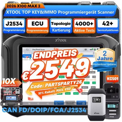 2026 XTOOL X100 MAX2+KC501 OBD2 Diagnosegerät J2534 ECU-Programmierung Deutsch