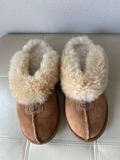 UGG Coquette Shearling Lined Slip On Slippers Chestnut Womens Sz 6