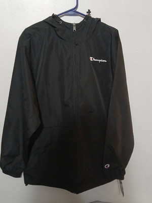 Champion ジャージジャケット ブラック Lサイズ オシャレ羽織 ジッパー CHAMPION AUTHENTIC ATHLETICWEAR SPRING WINDBREAKER WITH HOODIE