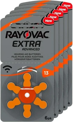 ZHOVEE Rayovac Extra Advanced hearing aid batteries, type 13, 1.45 V, 310 mAh, 5x...