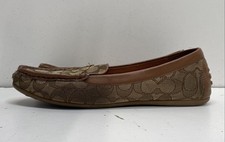 Coach Signature Monogram Tan Leather Driving Moccasins Loafers Size 8