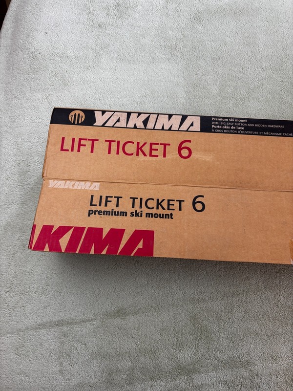 Yakima Lift Ticket 6 auto roof rack  6 ski, 4 snowboard, fish poles