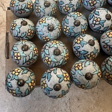 28 Clay Drawer Cabinet Door Knobs Handle Pulls Ceramic Multicolored Enamel READ