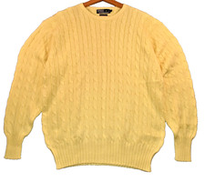 Vintage Polo Ralph Lauren Cable Knit Sweater Yellow Cotton Crewneck Men L