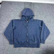 RRL Ralph Lauren Hoodie Mens 2XL Blue Full Zip Fleece Lined Double RL Sweatshirt