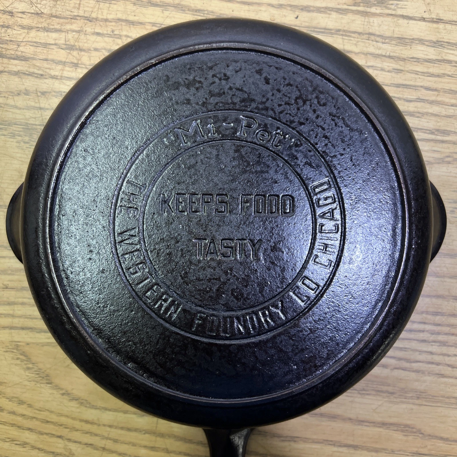 HTF “Mi-Pet” Western Foundry Co, Chicago Cast Iron Skillet #5 Keeps Food Tasty