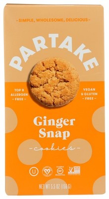Crunchy Ginger Snap Cookies Vegan Gluten Free By Partake 5.5 Oz