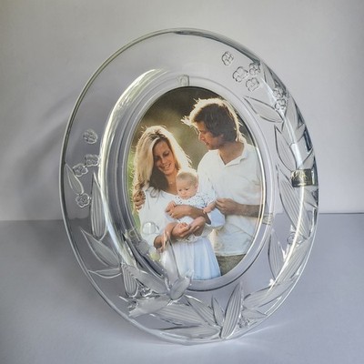 Vintage Mikasa ''Cherish'' Crystal Glass Oval Picture Frame made in Germany 1990s