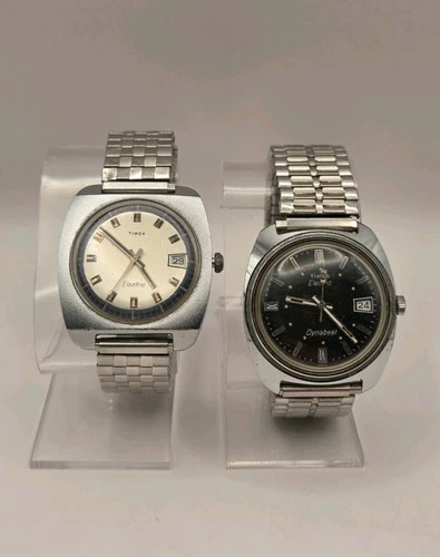 Lot Of 2 Vintage Timex Electric Dynabeat Date Mens Watches, For Parts Or Repair