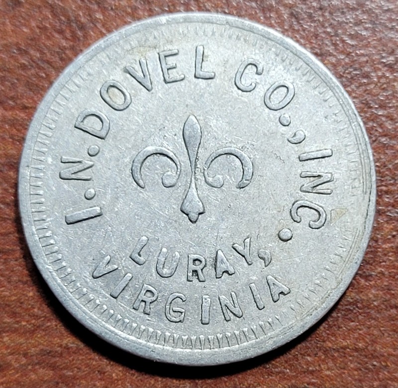 Historic VIRGINIA Token I.N. Dovel LURAY (VA) Aluminum 21.8mm (Good For) 5c