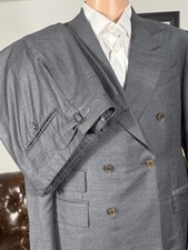 Tom Ford Charcoal Wool Peak Lapel Double Breasted 2Pc Suit 50C 40S US 34x29 Pant