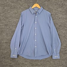 Rhone Shirt Men Large Herringbone Blue Button Up Slim Fit Work Office Business