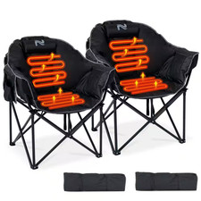 Oversized Heated Camping Chair 3 Heat Levels Heated Moon Folding Chair with Cup