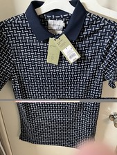 Goodfellow  Co Navy Geometric Standard Fit Polo Shirt Short Sleeve S