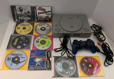 Sony Playstation 1 PS1 Console W/ Cables , PS2 Controller 10 Games Bundle Tested