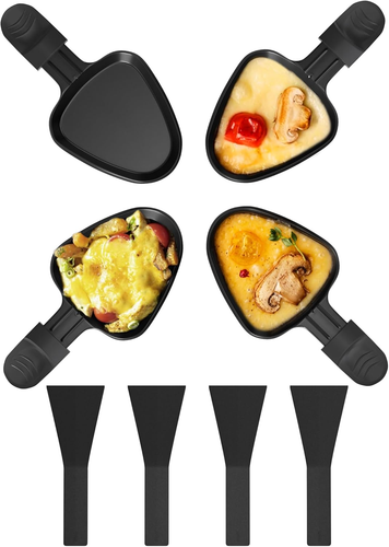 Padelle Raclette QcuGvy - 4 Pezzi In Ghisa Con Rivestimento Antiaderente