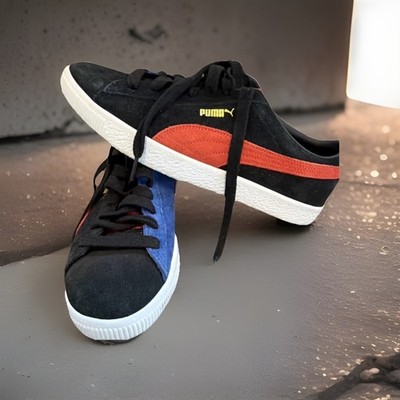 VNDS Men's PUMA Suede VTG Teams Black - Black Blue Red Orange White sz 10M