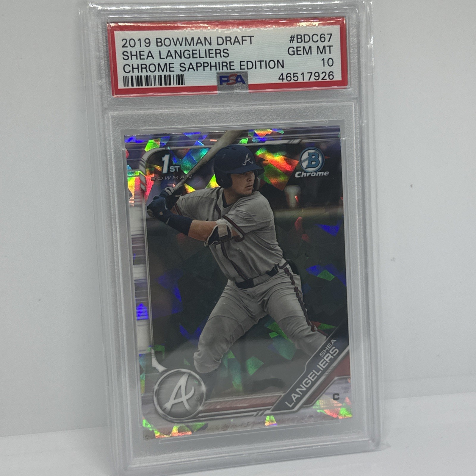 2019 Bowman Chrome Draft Sapphire Shea Langeliers 1st #BDC-67 PSA 10 Braves/A’s