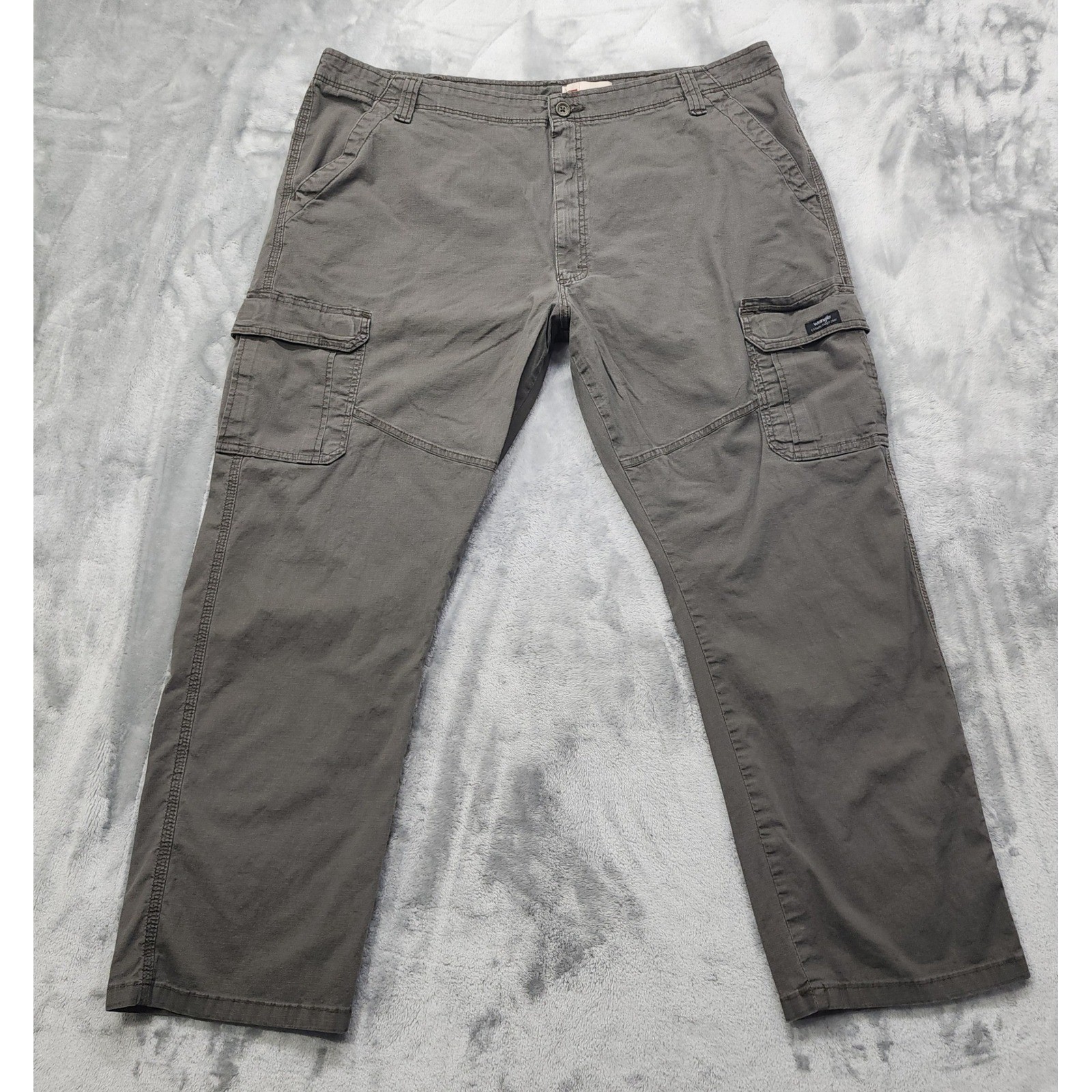 Mens 42x30 Gray Cargo Relaxed Fit Straight Leg Workwear Grunge