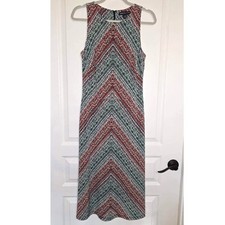 American Living Womens Chevron Sheath Dress Orange Green Blue Geometric Size 8