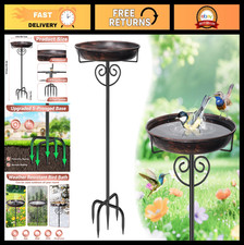 Freestanding Vintage Bronze Bird Bath for Garden, 40" Tall, Removable Bowl, Weat