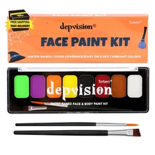 8 Colors Halloween Face Paint Kit,Non Toxic Water Based Face Painting Palette fo