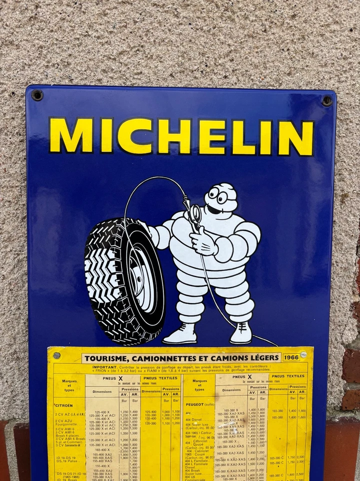 plaque émaillée tableau pression pneus MICHELIN - Photo 2/4
