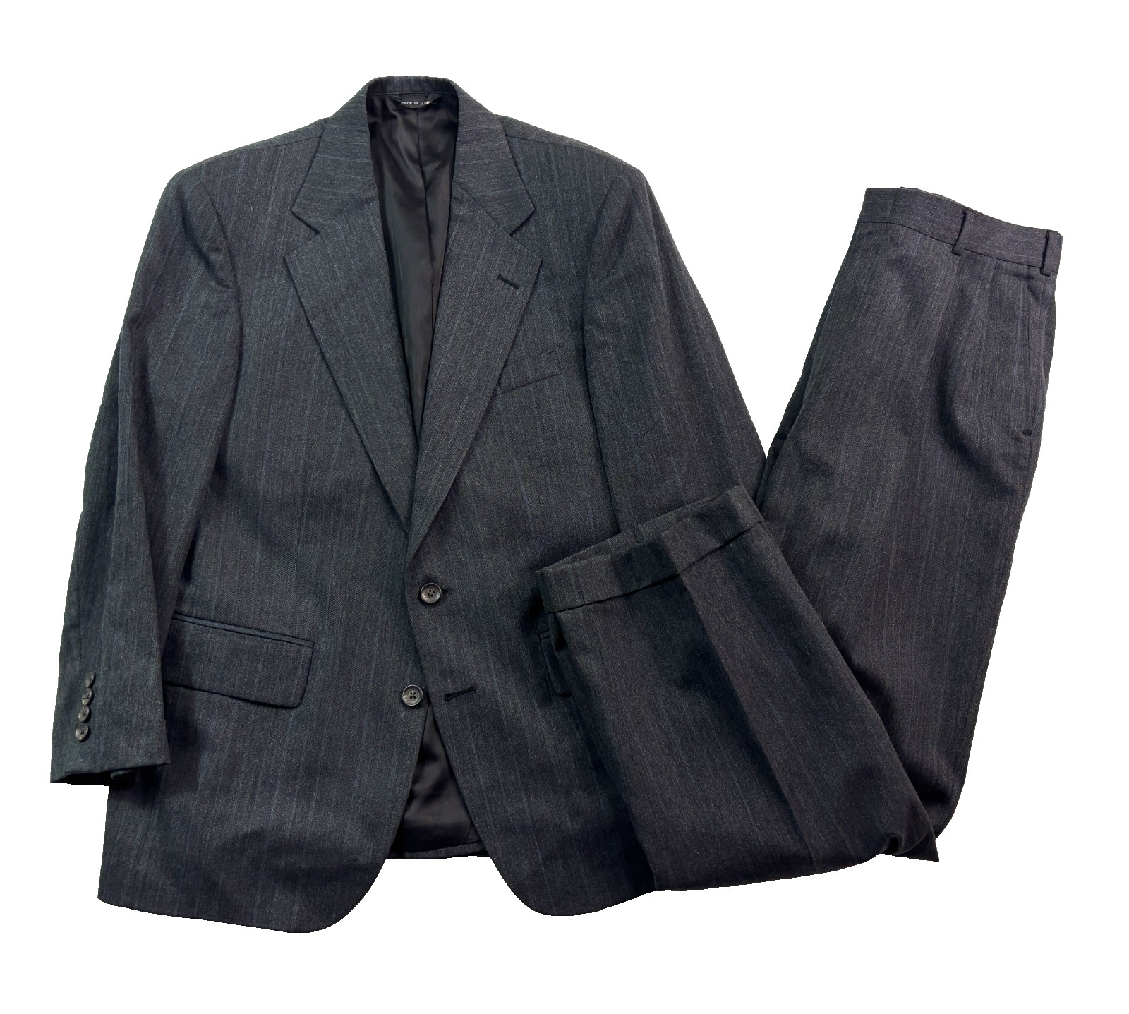 vtg Ralph Lauren Chaps 40S 34x30 Charcoal Stripe 2pc Pant Su