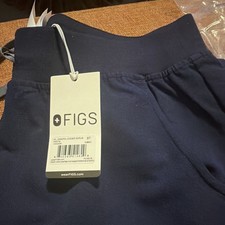 FIGS Women  s Zamora Jogger Scrub Pants ST Blue Solid Elastic Waistband
