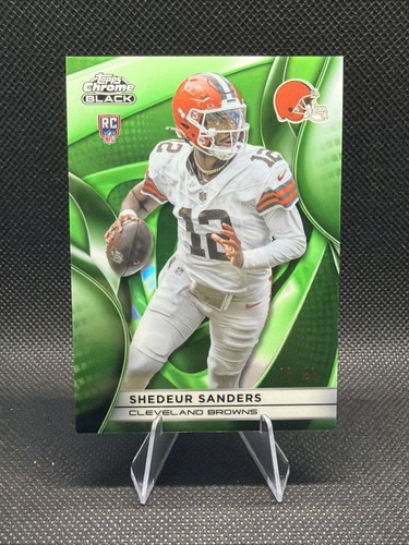 2025 Topps Chrome Black Shedeur Sanders Rookie Green /99 Cleveland Browns RC
