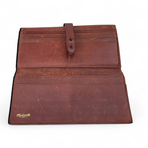 Cartera de cuero marrón Madewell 1937 para mujer delgada larga doble pliegue bolso sin asas bolsillo con cremallera - Imagen 4 de 8