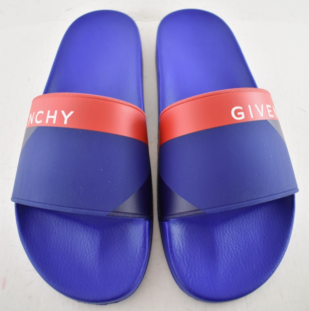 Givenchy Paris Blue Red White Logo Rubber Pool Slide Sandal Flip