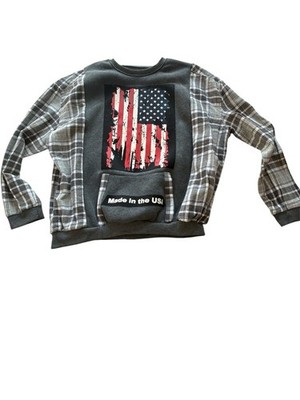 Women s Upcycled By Me  Made In The USA  Sweat Shirt Flannel Size XL