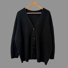 Cárdigan Jenni Kayne Cocoon Negro Cachemira Cuello en V Profundo Abotonado L ($475)