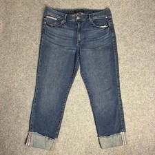 Tommy Hilfiger Mens 36x26 Blue Wash Denim Straight Leg Jeans Logo Tape Cuffed