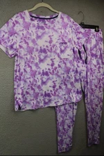 JANE AND BLEECKER Womens Purple Tie Dye Pajamas Size XXL