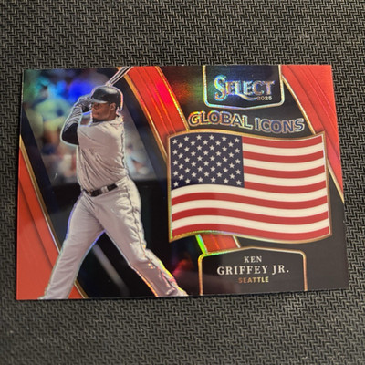 2025 SELECT KEN GRIFFEY JR. OF SEATTLE HOF #17 GLOBAL ICONS RED PRIZM 76/99 SP