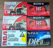 Assorted Brands Cassette Tapes Factory Sealed Lot of 6 Sony RCA Fuji Maxwell 90M