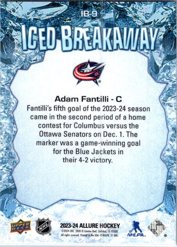 2023-24 Upper Deck Allure #IB-9 Adam Fantilli Iced Breakaway - Picture 2 of 2