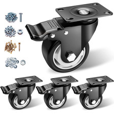 Caster Wheels - 3 Inch Casters Set of 4 Heavy Duty,  Locking Industrial Caster w