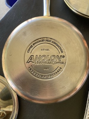 Anolon Nouvelle Copper 3 Qt Saucepan With Lid Sable Brown Nonstick [36]