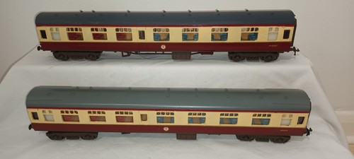 Spur O 7mm 2x Lima Mk Mark 1 Wagen BR purpurrot creme Korridor 2. modifiziert 15050 | Zustand: Used