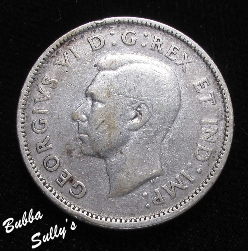 1941 Canada George VI IND:IMP 25 Cents 80% Silver KM# 35 FINE