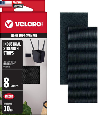 Heavy Duty Hook and Loop Fastener Strips 4x2 Inch Adhesive Backed 8 Sets Industr