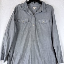 Gap Shirt Dress XL Women Gray 100% Cotton Midi Long Sleeve