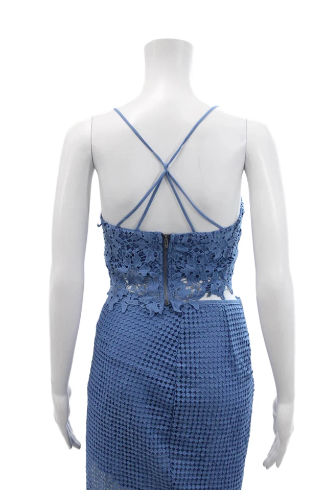 ASTR Womens Spaghetti Strap Lace Overlay Top Skirt Set Blue Size XS - Image 4 of 4