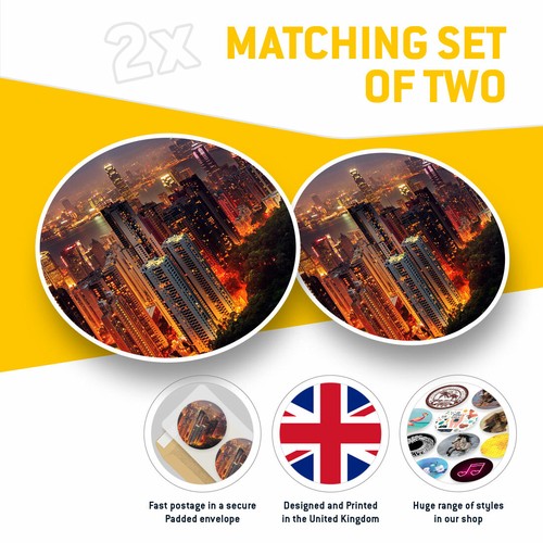 2 x Vinyl Stickers 10cm - Hong Kong City Buildings Nightlife Cool Gift #13150 - Picture 2 of 9