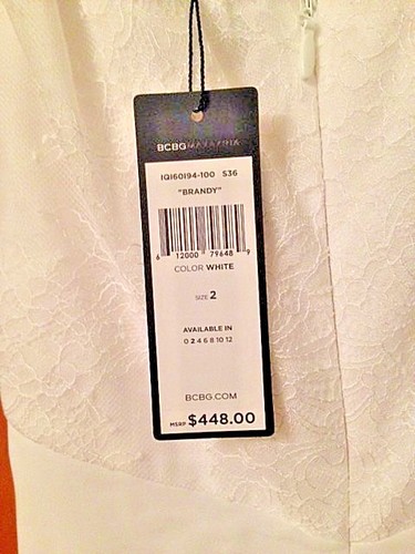 NWT BCBG MAXAZRIA Bridal RANDY SLEEVELESS LACE-BODICE GOWN 0 2 4 6 White $448 - Picture 5 of 7