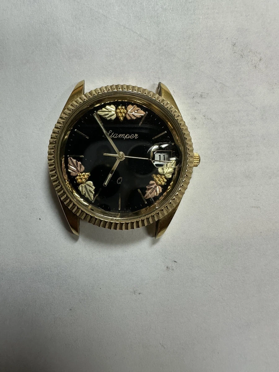 Used Vintage Stamper Black Hills Gold Quartz Watch w gold End Pieces ww 254